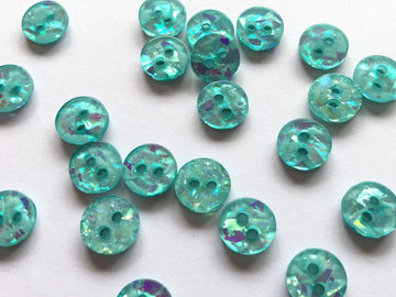 Sparkly Turquoise Polyester Button