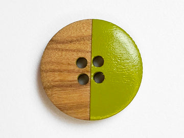 Green Colorblock Wood Button 18mm - TGB2826