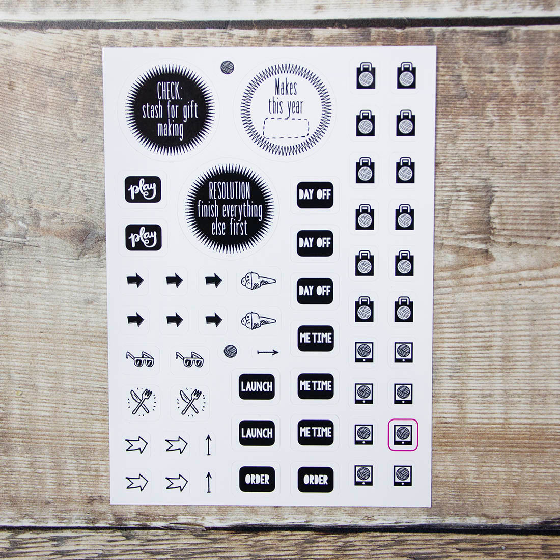 Yarn Lovers Bullet Journal Sticker Sheet