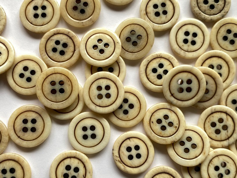 Natural Light Stained Bone Glossy Buttons Size 15mm - TGB2628