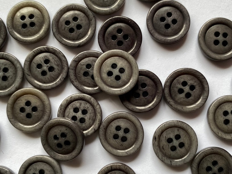 Grey Stained Bone Glossy Buttons Size 15mm - TGB2823