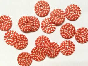 Matt Red Shell Buttons with Laser Dots Size 18mm - TGB2843