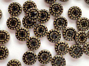 Black Glossy Buttons Bobbly Edge Size 10mm - TGB4602