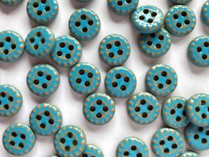 Turquoise Glossy Buttons Bobbly Edge Size 10mm - TGB4603