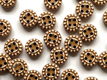 Brown Matt (not glossy) Buttons with Pale Bobbly Edge Size 10mm - TGB4680