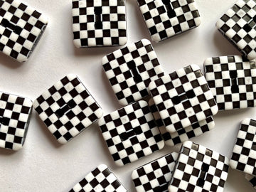 Black & White Checkerboard Buttons Size 18mm x 18mm - TGB4904