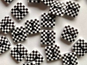Black & White Checkerboard Buttons Size 12mm x 12mm - TGB4905