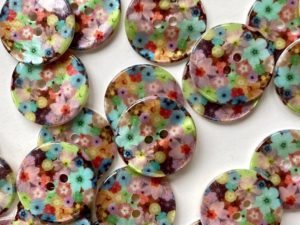 Multi Colour Floral Shell Buttons Size 22mm - TGB5299