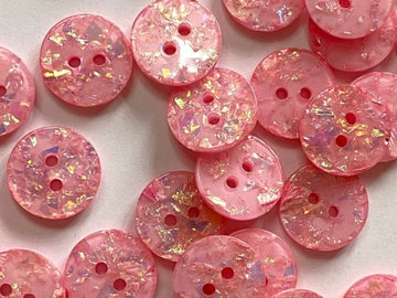 Sparkly Pink Polyester Button TGB5335