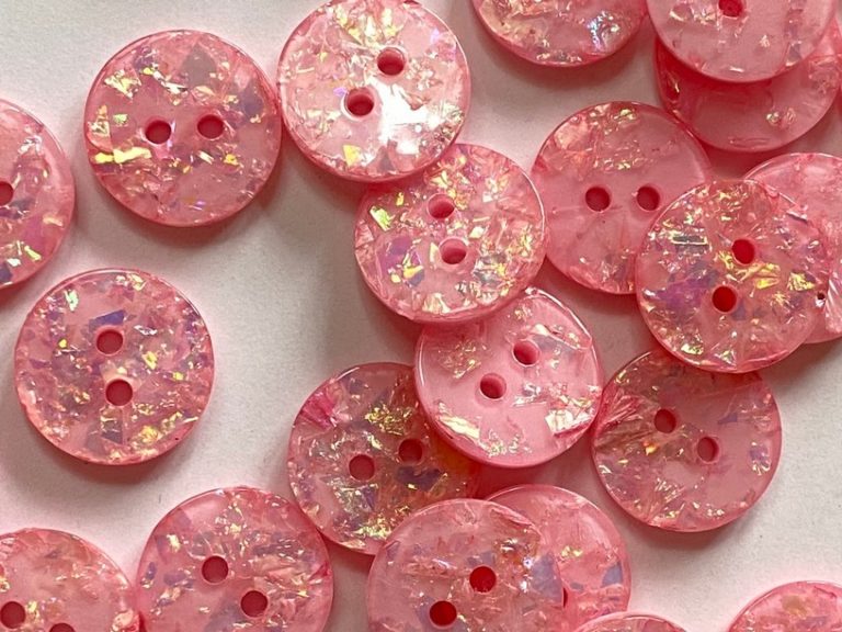 Sparkly Pink Polyester Button TGB5335