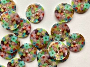 Multi Colour Floral Shell Buttons Size 15mm - TGB5367