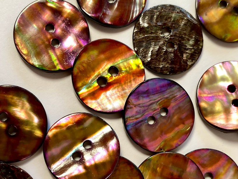 Gold Abalone Shell Sprayed with Flashes of Pink Mauve Brown & Green in Light Size 20mm - TGB5540