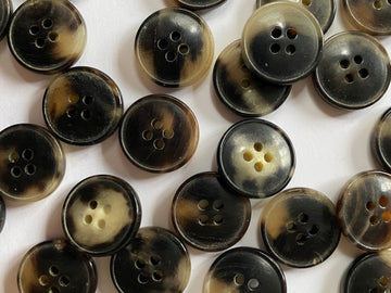 Dark Natural Horn Buttons 4 holes with Rim Size 15mm - TGB5583