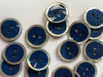 Navy glossy coated shell buttons laser natural shell edge Size 18mm