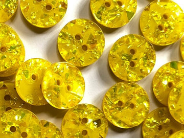 Sparkly Yellow Polyester Button TGB5739
