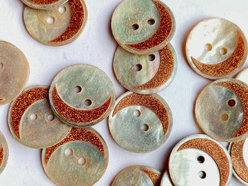 Copper Glitter Crescent Moon Button