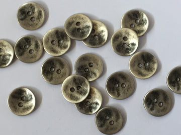 Silvery zinc colour button – uneven surface Size 12mm - TGB119