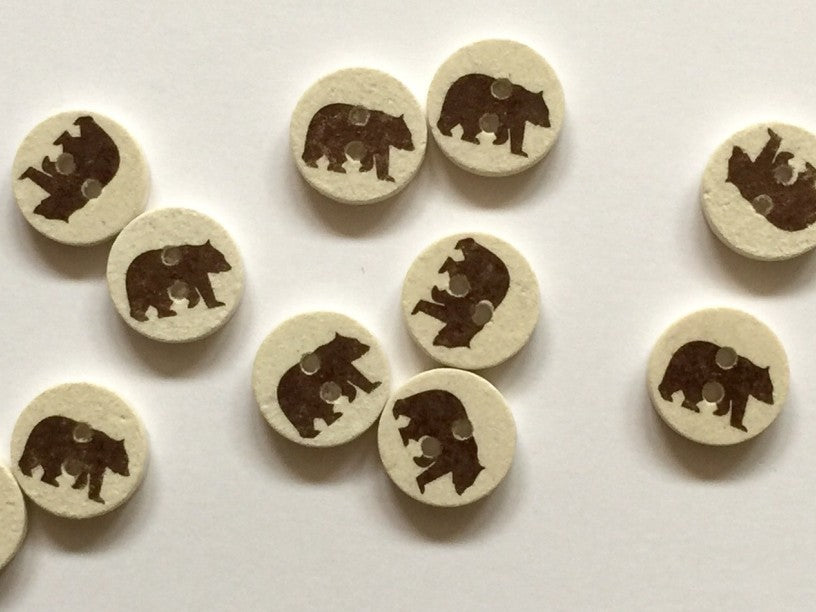 Pale Coco Shell with Brown Bear Button 12mm - TGB2230