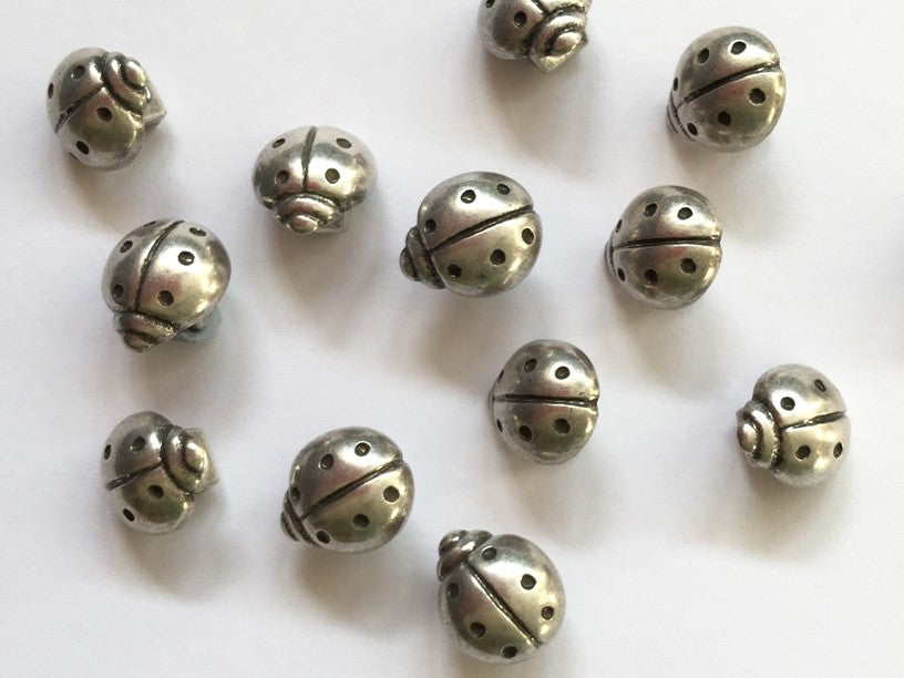 Silver Ladybug Button 12mm - TGB431