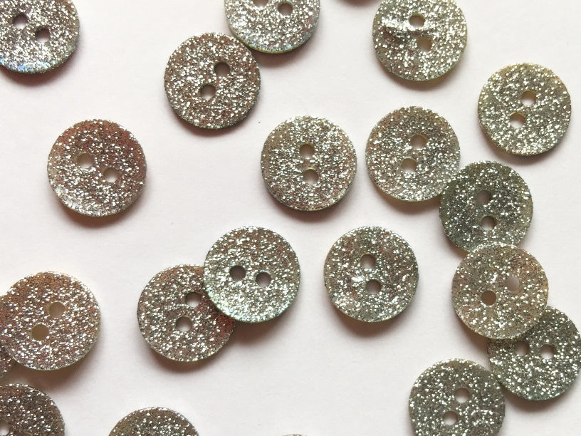 Small Silver Glitter Button