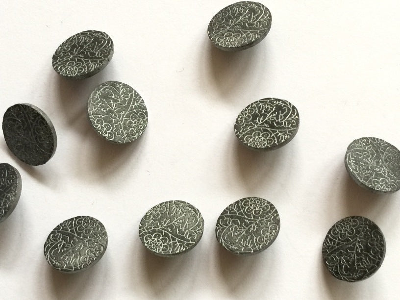 Matt Gunmetal with Subtle Laser Floral Pattern Button 15mm - TGB2397
