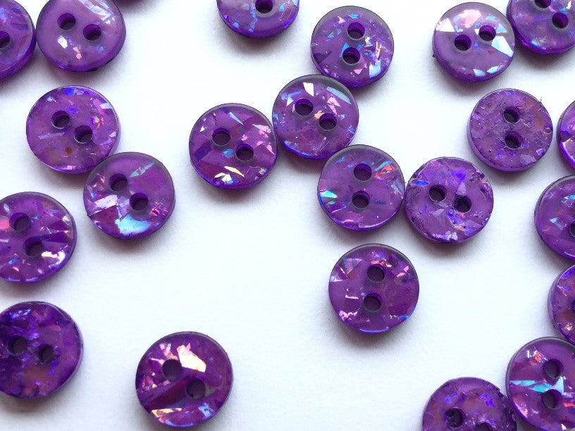 Purple Sparkly Polyester Button