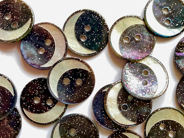 Black and Silver Glitter Crescent Moon
