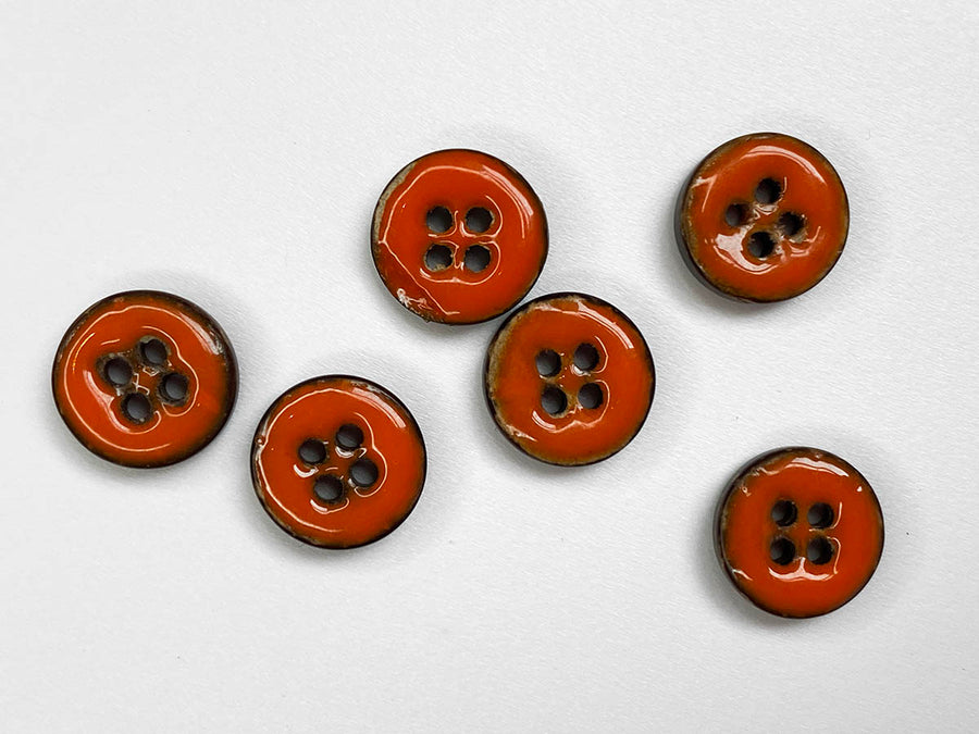 Orange Glossy Coco Shell Size Button 15mm - TGB21172