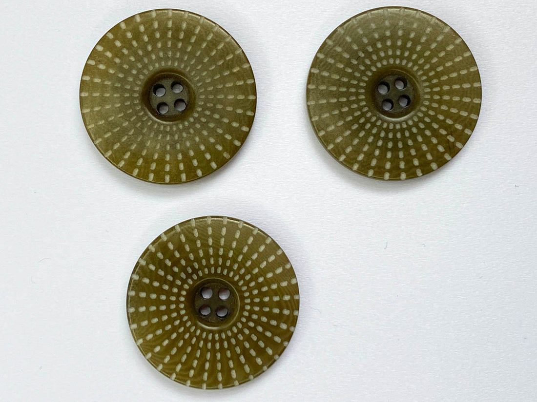 Olive Sun Burst Polyester Button 22mm - TGB5.022