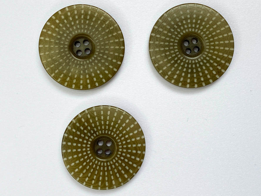Olive Sun Burst Polyester Button 22mm - TGB5.022