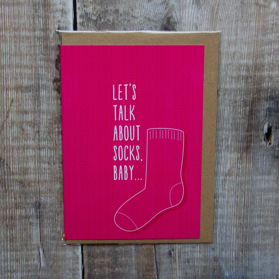 Let's Talk About Socks Baby Greeting Card