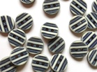 Off White  Buttons with Navy Blue Ridges x 12mm - TGB4120